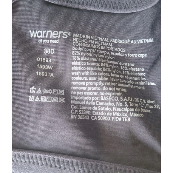 Warners This Is Not A Bra Underwire T-Shirt Bra 38D NWT 01593 Gunmetal Geo Print - Picture 8 of 8